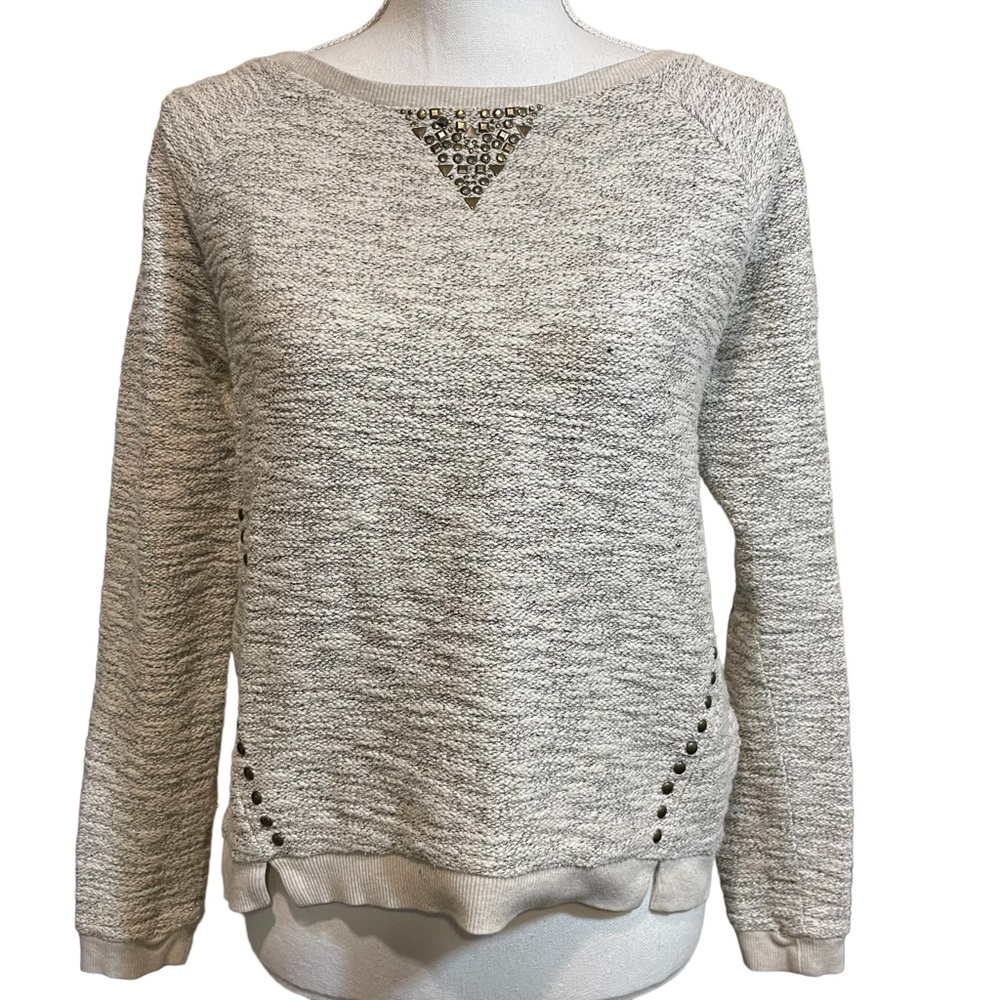 Lucky Lotus Embellished Scoop Neck Sweater.  Size M